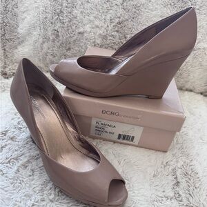 BCBGeneration Nude Wedge Heels